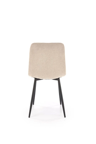 Čalouněná jídelní židle Fime béžová, moderní s černými kovovými nohami Intesi