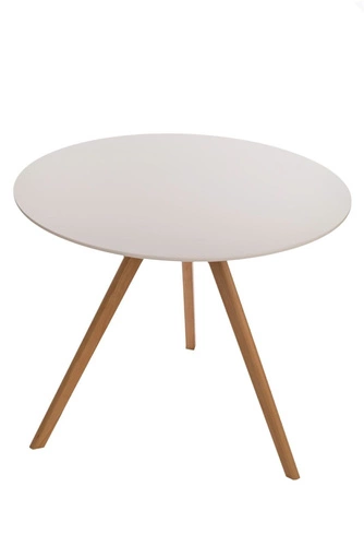 Jídelní kulatý stůl Intesi Rocket bílá deska dřevěné nohy moderní 90 cm