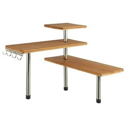 Bambusová kuchyňská police na koření se 3 úrovněmi a 4 háčky 5five simply smart