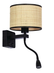 Nástěnná lampa Polo lampa černá 1x40W E27+2W LED stínidlo béžová