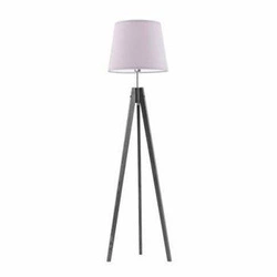 Stojací dřevěná lampa Aruba tripod s fialovým stínidlem do obýváku glamour Lysne
