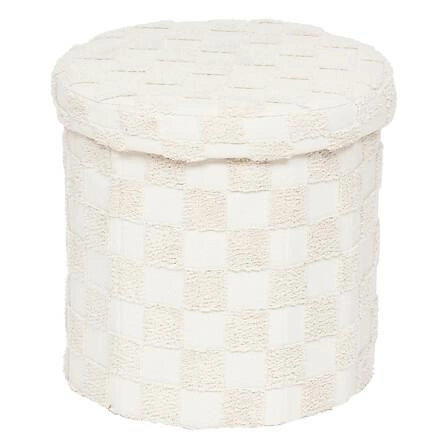 Skládací taburet Atmosphera Pasti bílý kulatý prošívaný do obýváku a předsíně 38 cm