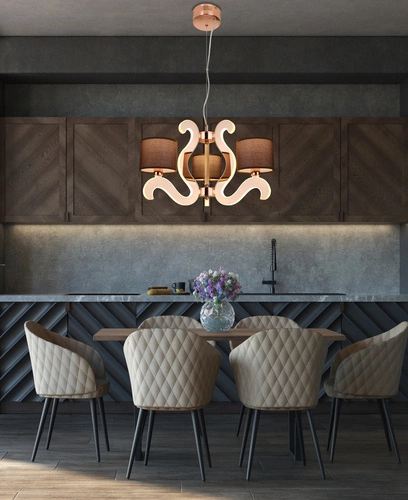 Závěsné svítidlo Ambrosia 3 moderní LED s měděným stínidlem do obýváku a jídelny