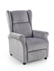 Masážní rozkládací křeslo Nagu z veluru do obýváku světle šedé moderní relax