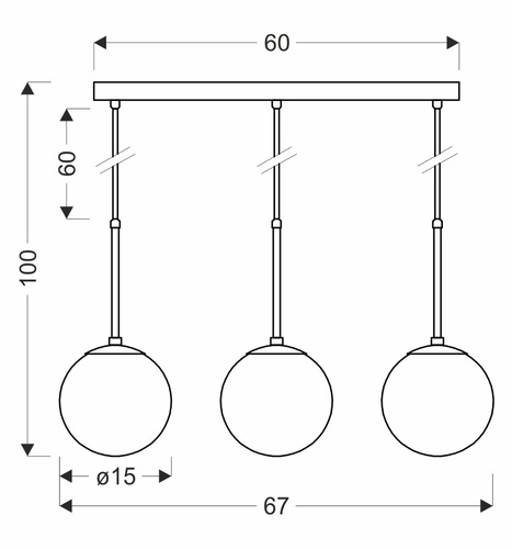 Závěsné svítidlo Pompei skleněné 3bodové černé do obýváku a jídelny nastavitelné