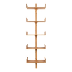 Dřevěná bambusová knihovna 5 polic Intesi moderní do obýváku 180 cm