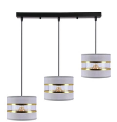 PANDY závěsná lampa černá 3x40W E27 stínidlo šedá+zlatá