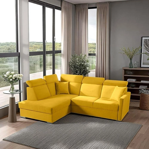 Rohová rozkládací pohovka Mils XL levá moderní hořčicová do obýváku Intesi