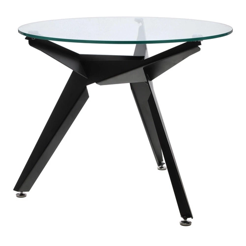 Kulatý skleněný stůl Troy 90 cm černý moderní do jídelny a obýváku loftový