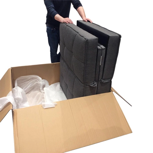 Rozkládací pohovka Lurif šedá s funkcí spaní do obývacího pokoje, moderní, kompaktní, na vysokých nohách Intesi