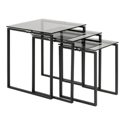 Sada tří moderních skleněných čtvercových konferenčních stolků do obýváku Actona