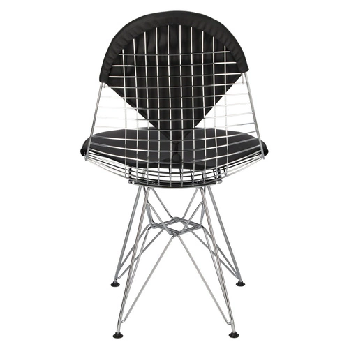 Moderní kovová jídelní židle Net Double černá s polštářem