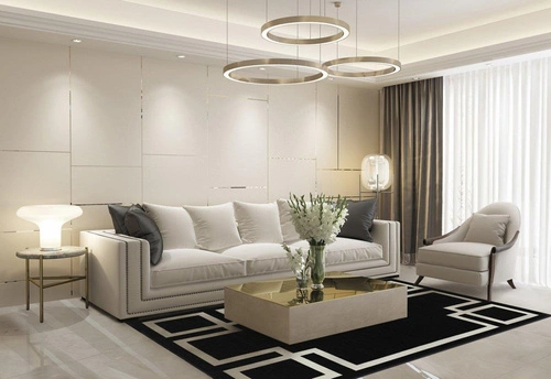 Koberec do obýváku Hampton Black 200x300 moderní glamour art deco černý protiskluzový snadno čistitelný Carpet Decor