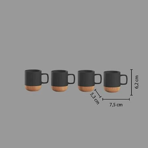 Sada 4 bambusových hrnků o objemu 120 ml černá