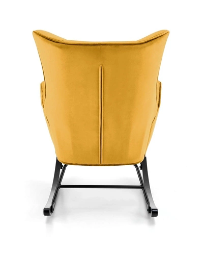 Houpací křeslo Topar sametové hořčicové do obýváku moderní skandinávský relaxační