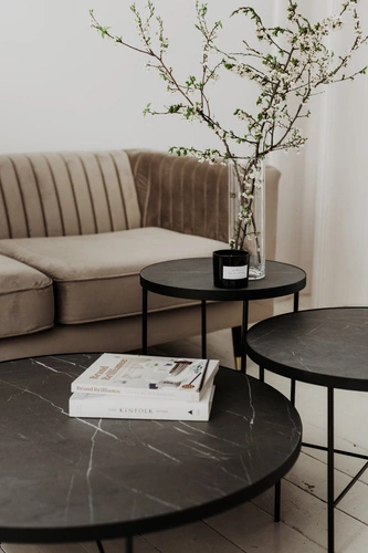 Kulatý konferenční stolek Tre 900 černý moderní kovový do obýváku NORDIFRA 90 cm