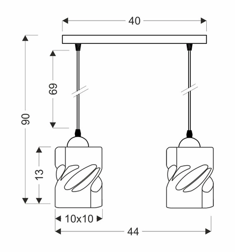 Závěsná lampa Felis černá 2x60W E27 jantarové stínítko