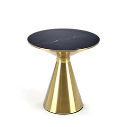 Konferenční stolek Aventure kulatý černý mramor zlatý glamour 50 cm do obýváku Intesi