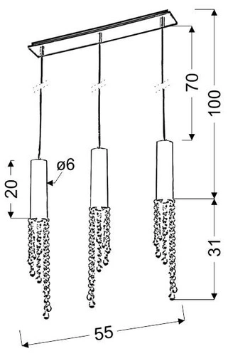 Moderní závěsné LED svítidlo Duero 3bodové chromové do obýváku a jídelny s nastavitelnou výškou