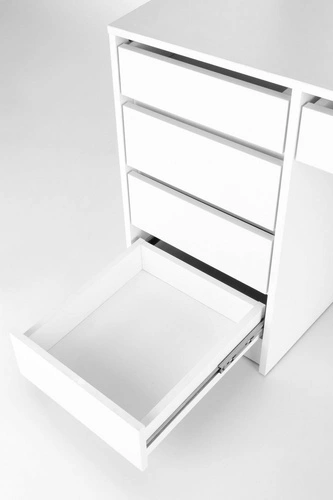 Moderní toaletní stolek s LED zrcadlem Sybilla XL bílý na líčení se zásuvkami do ložnice Intesi