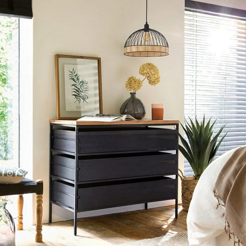 Závěsné ratanové svítidlo Suwa černé boho nad jídelní stůl a do obýváku Atmosphera 35 cm