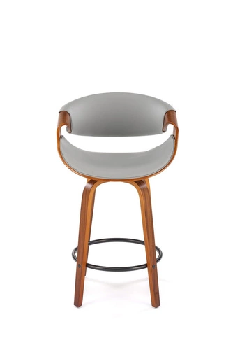 Barová židle Analis industriální čalouněná s opěrkou a područkami do kuchyně šedá/ořechová