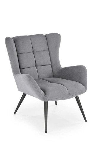 Křeslo ušák Wallace šedé do obýváku moderní čalouněné s područkami Intesi