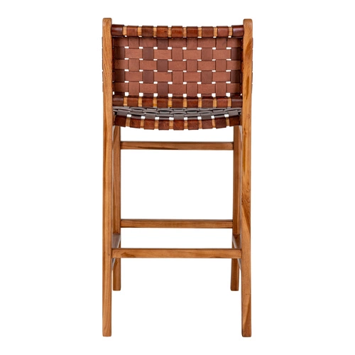 Barová židle Perugia loftová s opěrkou kožená hnědá na dřevěných nohách do kuchyně Intesi