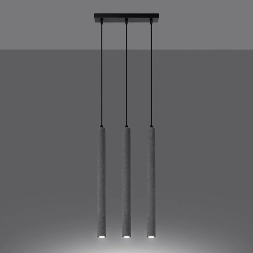 Moderní závěsné betonové svítidlo Pastelo 3L šedé nad stůl do obýváku a jídelny