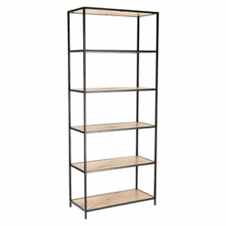 Knihovna Oxford IV moderní loftová do obýváku 77 cm dub a černý kov Intesi