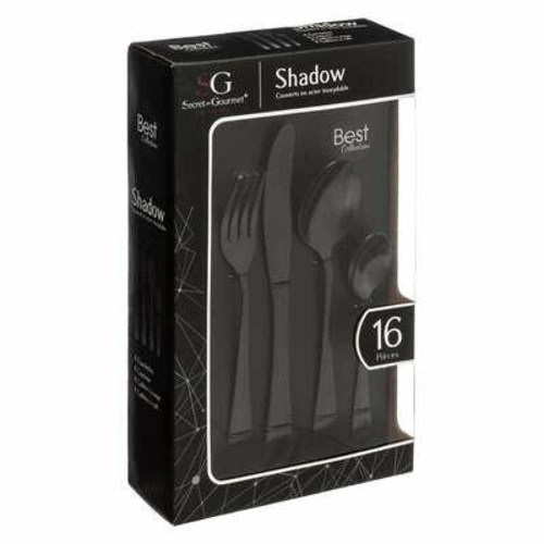 Sada příborů Shadow černá z nerezové oceli pro 4 osoby, 16 dílů, vhodné do myčky
