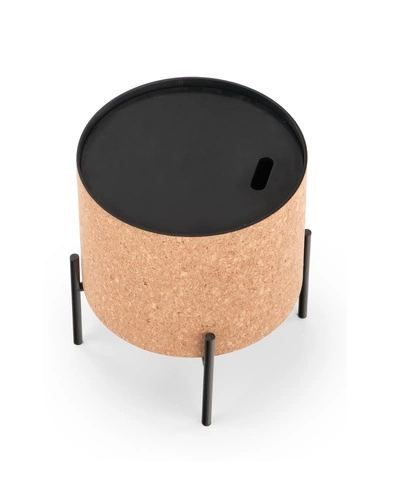 Konferenční stolek Teffa kulatý loftový s úložným prostorem do obýváku přírodní černý 38 cm