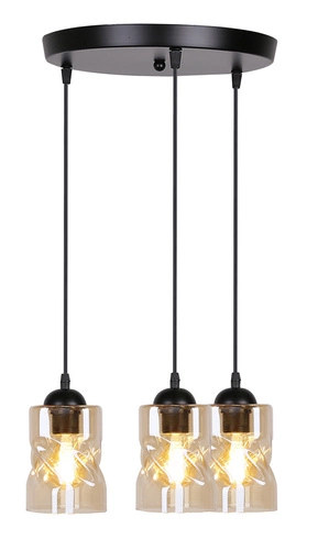 Felis závěsná lampa deska černá 3x60W E27 jantarové stínidlo