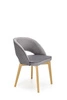 Jídelní židle Blanche čalouněná sametem šedá s područkami skandinávský dub Intesi
