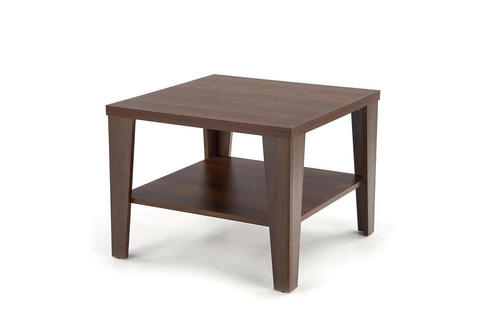 Konferenční stolek Deya čtvercový moderní s policí tmavý ořech 70x70 do obýváku