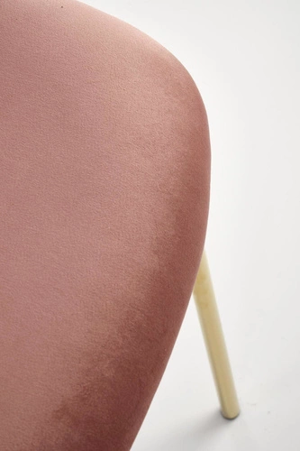 Sametová jídelní židle Rachel růžová na zlatých nohách moderní