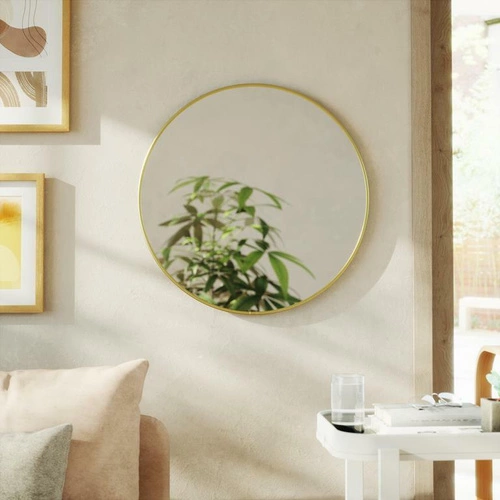 Kulaté zrcadlo Hubba 61 cm zlaté na zeď do předsíně moderní Umbra