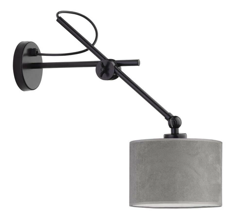 Nástěnné svítidlo HAMILTON VELUR moderní šedý velur do ložnice a obýváku Lysne 45 cm