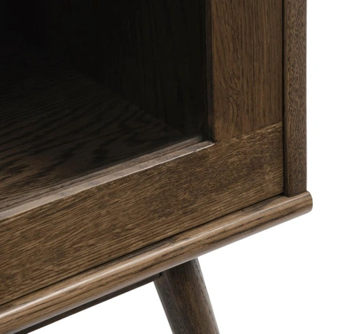 Vitrína Barrali dřevěná do obýváku 160 cm kouřový dub na alkohol a knihy