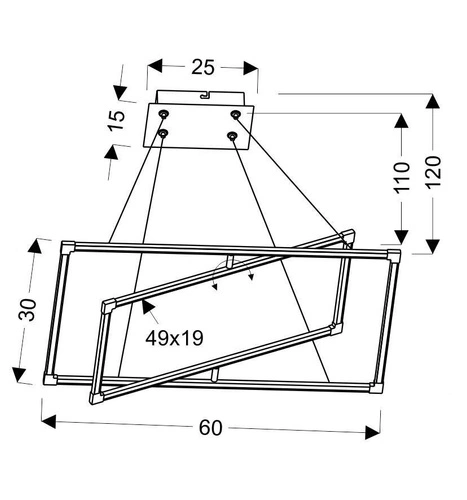 Kseros 60x30 35W LED závěsná lampa stříbrná šedá 4000K