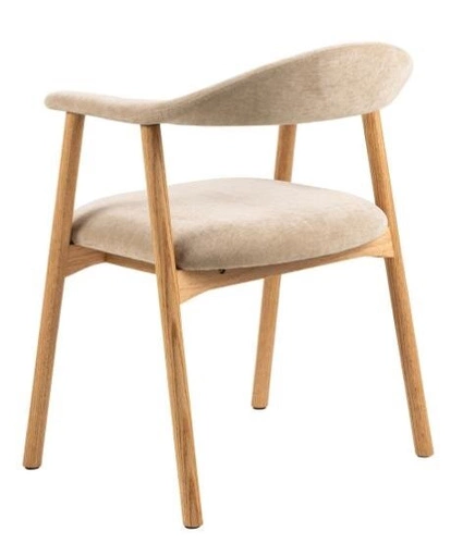 Čalouněná židle Addi béžová dub Actona do jídelny a obýváku skandinávská s područkami