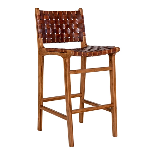 Barová židle Perugia loftová s opěrkou kožená hnědá na dřevěných nohách do kuchyně Intesi