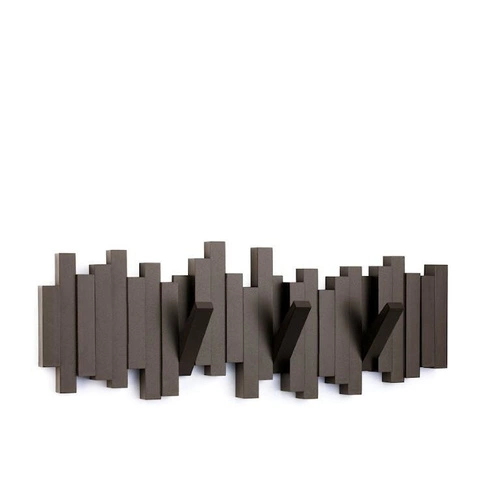 Moderní nástěnný věšák do předsíně Umbra Sticks Multi hnědý s 5 háčky