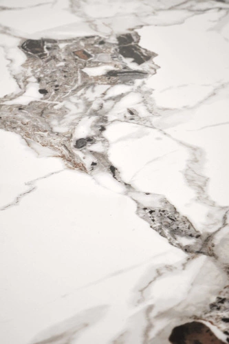 Jídelní stůl Nicolalla 120 cm bílý mramor moderní obdélníkový na černých nohách Intesi