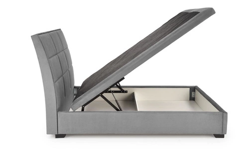 Kontinentální postel Intesi 160x200 sametová s úložným prostorem šedá do ložnice