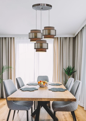 Zajíc chromovaná závěsná lampa 3x60W E27 stínidlo šedá+stříbrná