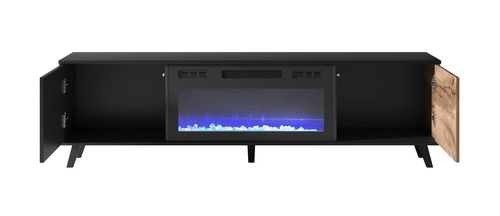 TV stolek 180 cm Adre dub wotan černý s krbem moderní do obýváku Intesi