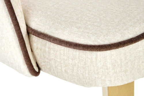 Čalouněná sametová jídelní židle Blanche skandinávská dub krémová s područkami