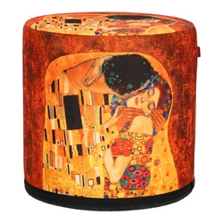 Kulatý puf Polibek Intesi béžový moderní do obýváku a ložnice se snímatelným potahem