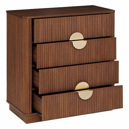 Moderní ořechová komoda Wany 80 cm s frézovanými zásuvkami do obýváku a ložnice Atmosphera